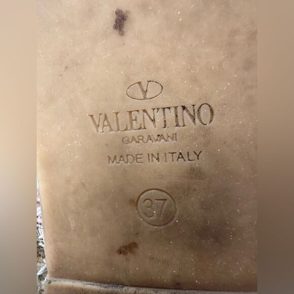 Valentino Garavani Rockstud Pink Leather Espadrille Ankle Wrap Flats Size 37 - Picture 11 of 13